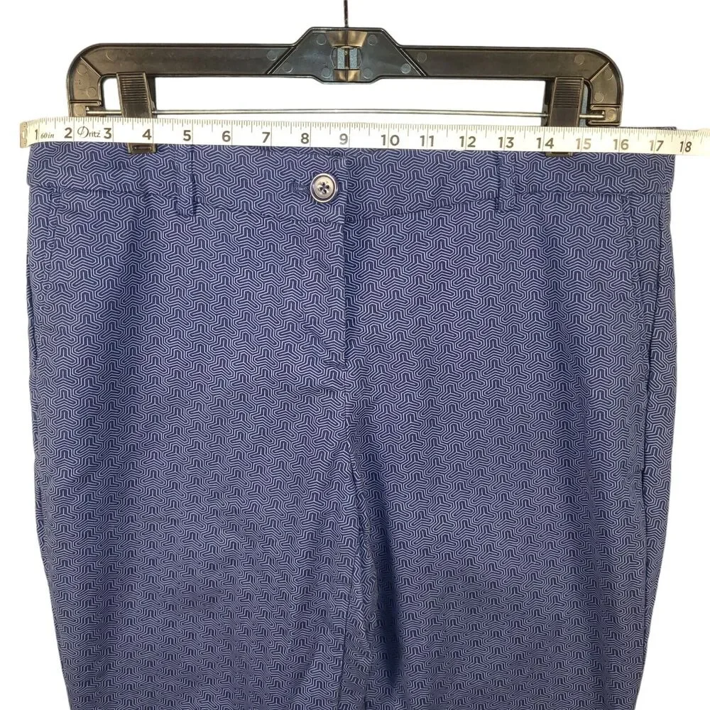 Hilary Radley Women's Size 10 Capri Crop Blue Geometric‎ Stretch High Rise